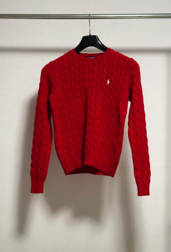 Ralph Lauren Red Cable Knit Sweater